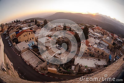 Typical viev in ancient hasid , Ortodox Jewish Safed old city Editorial Stock Photo