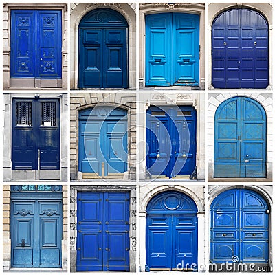 Typical vintage wooden doors collage Stock Photo