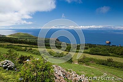 Typical volcanic landscape on Terceira island Stock Photo