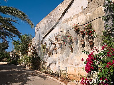 Typical wall planter pots Tuscany Italy style Stock Photo