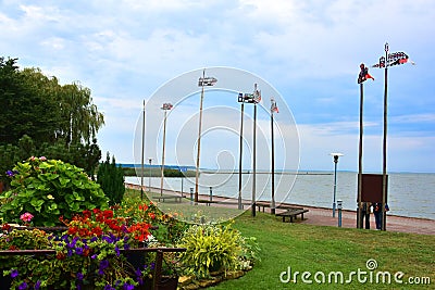 Weather vanes of fishermen at the beach in Nida, Lithuania Stock Photo