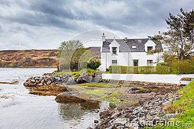 Typical white Scottish house Stock Photo