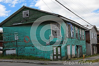 Typical wooden house on Chiloe Island, Chile Stock Photo