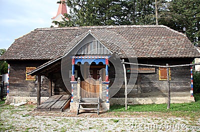 Typical wooden house in the village Scitarjevo, Croatia Editorial Stock Photo