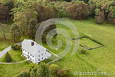 typical wooden small farm house in victorian style in Bennington Stock Photo