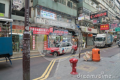 Typically Asian downtown city street signs everywhere Kowloon, H Editorial Stock Photo