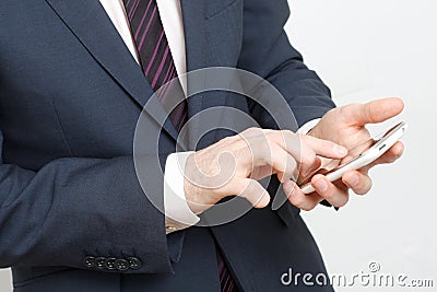 Typing on cell phone Stock Photo