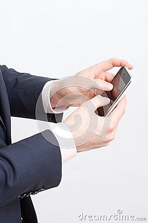 Typing on cell phone Stock Photo