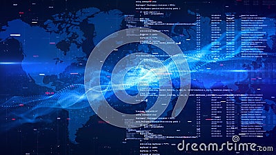 Typing code cyber security hacking, Internet network digital technology, Futuristic computer engineer programmer AI chatbot Stock Photo