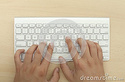 Typist and Computer Keyboard Stock Photo