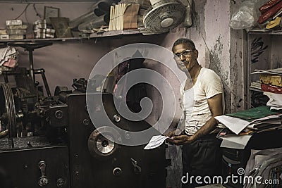 Typographer in an old lab in Jaipur, india Editorial Stock Photo