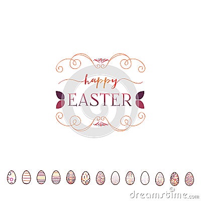 Typographic badges - Happy Easter. On the basis of script fonts, handmade. It can be used to design your printed Vector Illustration