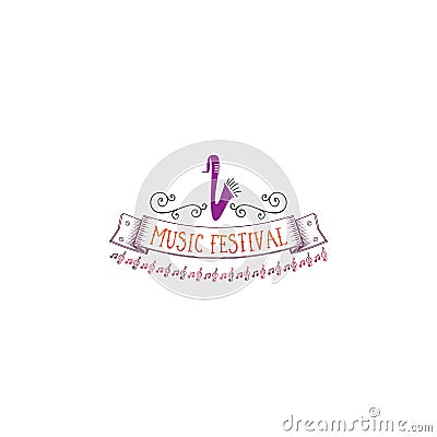 Typographic badges - music Festival. On the basis of script fonts, handmade. It can be used to design your printed Vector Illustration