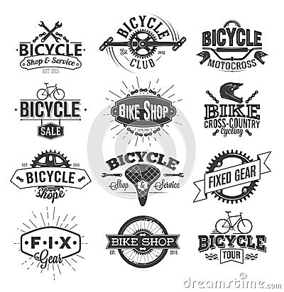 Typographic Bicycle Label Design and Logo Vector Illustration