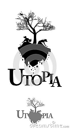 Typographic composition illustrating utopia Vector Illustration