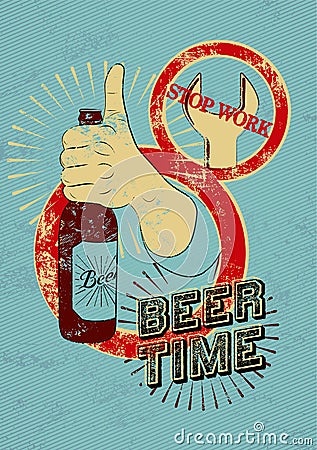 Typographic retro grunge beer poster. Vector Illustration
