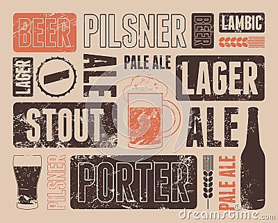 Typographic retro grunge beer poster. Vector illustration. Vector Illustration