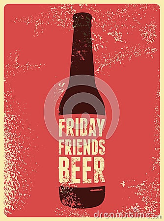 Typographic retro grunge beer poster. Vector illustration. Vector Illustration