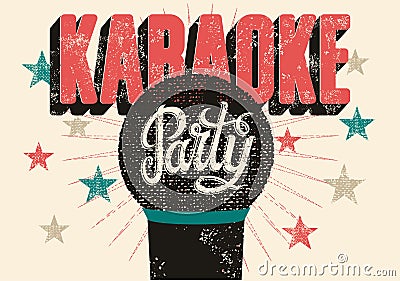 Typographic retro grunge karaoke party poster. Vector illustration. Vector Illustration