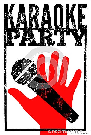 Typographic retro grunge karaoke party poster. Vector illustration. Vector Illustration