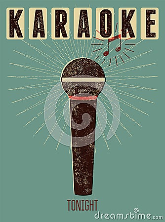 Typographic retro grunge karaoke poster. Vector illustration. Vector Illustration