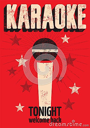 Typographic retro grunge karaoke poster. Vector illustration. Vector Illustration