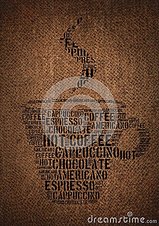 Typographic symbol coffee on sacking Stock Photo