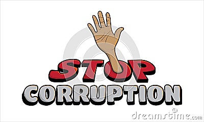 Typography design with hand in O letter with hand drawn design for anti-corruption day design Vector Illustration