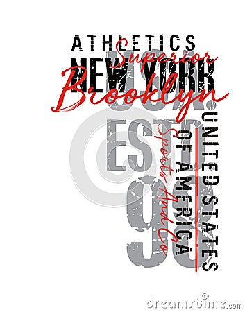 Typography design New York Brooklyn, for t-shirt and apparel print , vectors Vector Illustration