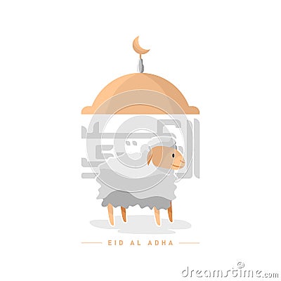 Typography eid al adha with illustration sheep design vector Vector Illustration
