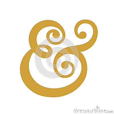 Typography gold ampersand for wedding invitation, cards, banners, photo overlays. Vector Illustration