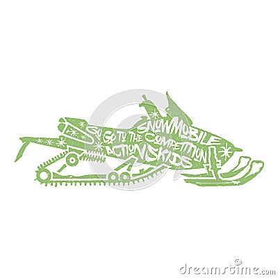 Typography lettering snowmobile Vector Illustration