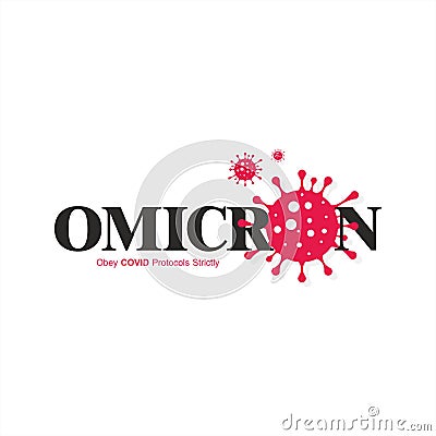 Typography of Omicron variant of COVID, which New strain of coronavirus. Vector symbol Omicron. Vector Illustration