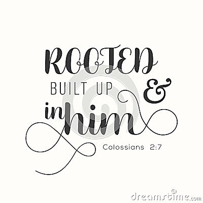 Typography Rooted and built up in him from Colossians Vector Illustration