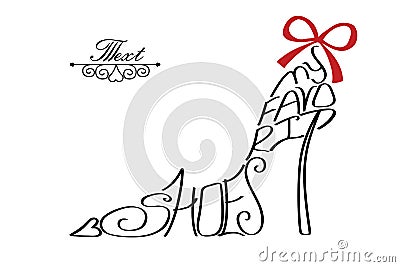 Typography Shoes Design.Silhouette of woman shoes from words Vector Illustration