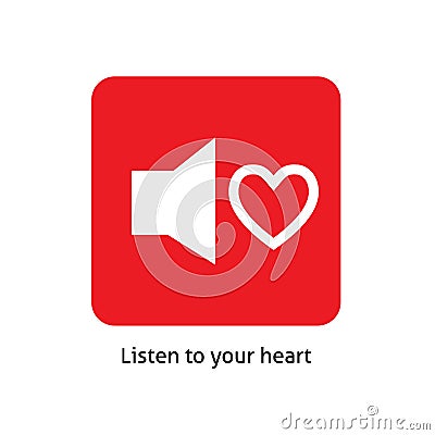 Typography slogan. Icon - a sound speaker with a heart. Vector illustration Vector Illustration