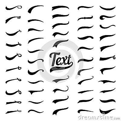 Typography tails shape for football or athletics baseball sport team sign. Texting letters tail for lettering or logo Vector Illustration