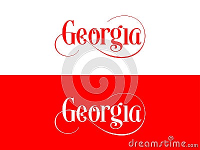 Typography of The USA Georgia States Handwritten Illustration on Official U.S. State Colors Vector Illustration