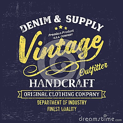 Typography vintage outfit brand logo print for t-shirt. Retro illustration Cartoon Illustration