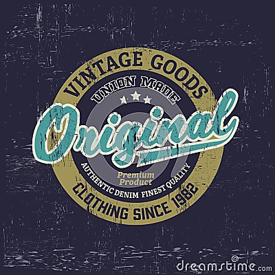 Typography vintage outfit brand logo print for t-shirt. Retro illustration Cartoon Illustration