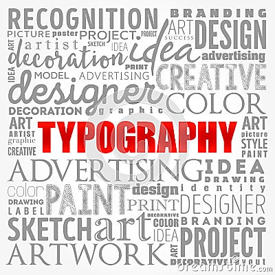 TYPOGRAPHY word cloud collage, creative concept background Stock Photo