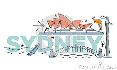 Typography word Sydney vector illustration Vector Illustration