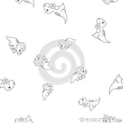 Tyrannosaur and triceratops seamless pattern Vector Illustration