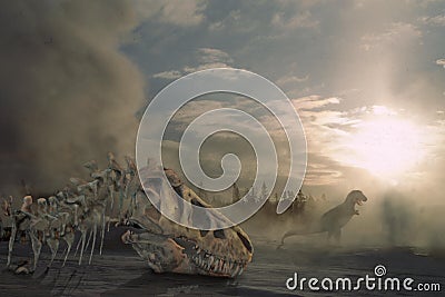 Tyrannosaur, tyrannosaurus rex, Digital Composite Image Stock Photo