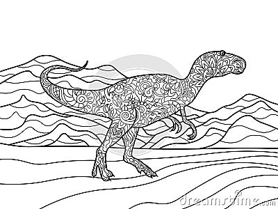 Tyrannosaurus coloring book for adults vector Vector Illustration