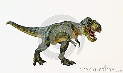 A Tyrannosaurus Hunts on a White Background Stock Photo