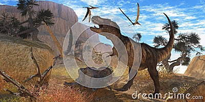 Tyrannosaurus Meeting Stock Photo