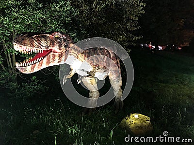 Tyrannosaurus rex dinosaur at botanical garden in Hales Corner, Wisconsin Stock Photo