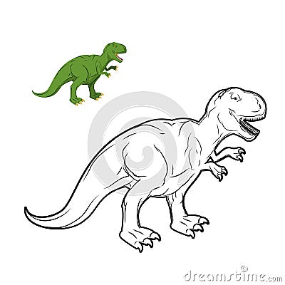 Tyrannosaurus Rex dinosaur coloring book. Vector Illustration