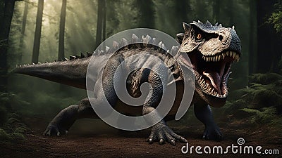 tyrannosaurus rex dinosaur render The vicious dinosaur was a loyal servant of Big Brother. It had been made by the Party, Stock Photo